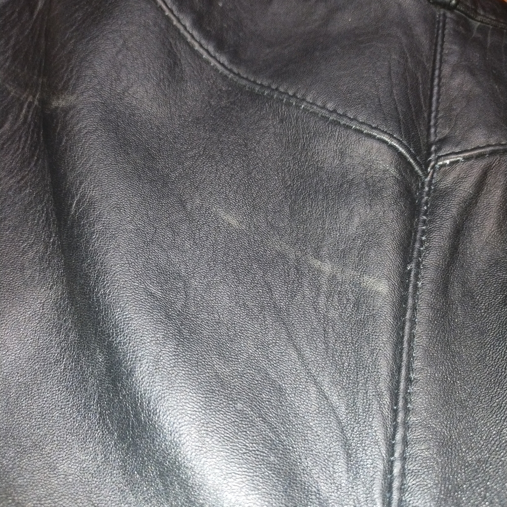 Black Genuine Leather Pants, Old Mill High Quality 15-Inch Waist 32-Inch Inseam - Picture 14 of 16